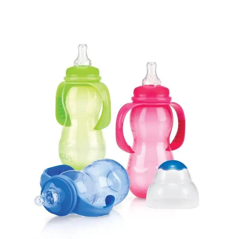 Nûby Biberon en Polycarbonate 320 ml col standard à ances avec tétine débit variable +4 mois Réf : ID1093